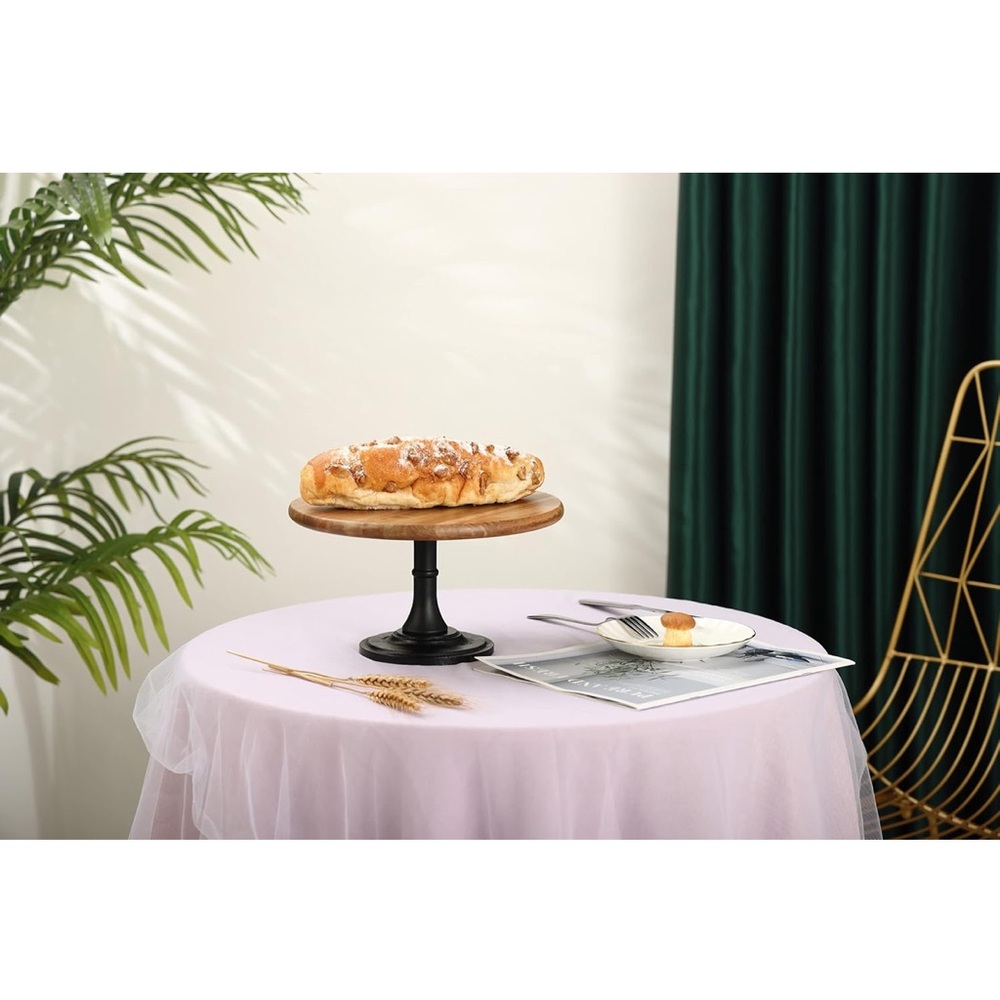 GMWD 3 Pcs Acacia Wood Cake Stands Set Round Cake Pedestal Handcrafted Display